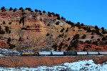 UP 7862 (C45ACCTE) is the rear DPU on an empty eastbound hopper train at Castle Rock, Utah. February 19, 2022 {Winter Echofest}